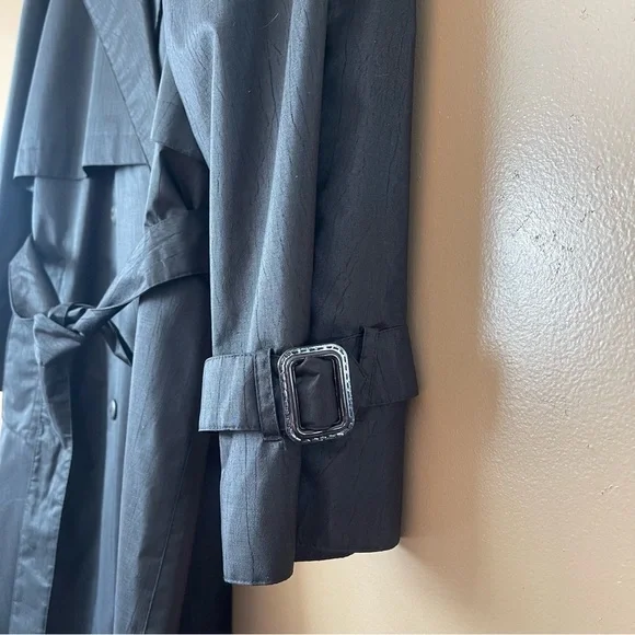 British Mist Vintage Black Rain Trench Coat Size 10 - Picture 2 of 12